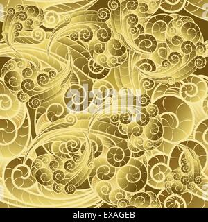 Oro Vintage swirl parete seamless modello di carta. Illustrazione Vettoriale
