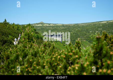 Labska bouda, Zlate Navrsi, Krkonose, Elba prato, NP Monti dei Giganti, Repubblica Ceca Foto Stock