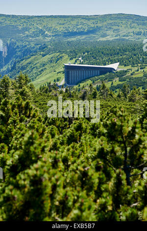 Labska bouda, Zlate Navrsi, Krkonose, Elba prato, NP Monti dei Giganti, Repubblica Ceca Foto Stock