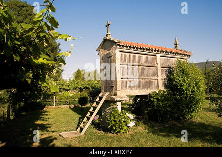 Un hórreo è un tipico granaio dal nord-ovest della penisola iberica (principalmente la Galizia, Asturie e il Portogallo settentrionale), bui Foto Stock