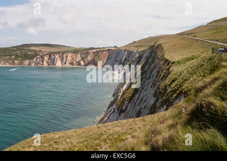 Allume Bay e la costa sud-ovest, l'Isola di Wight, Regno Unito Foto Stock