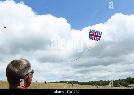 Si tratta del Brighton Kite Festival 2015, Stanmer Park, Brighton, East Sussex, Regno Unito. Questo festival annuale attira 8000 persone durante il fine settimana con mostre, concorsi e workshop. 11th luglio 2015 Foto Stock