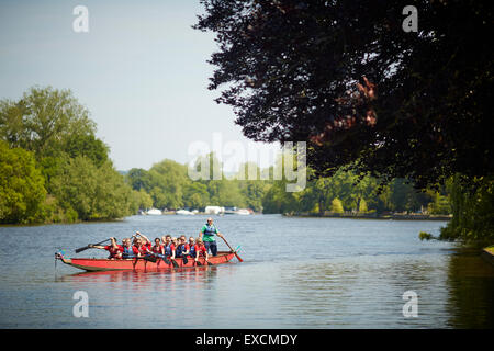 Dragon Boat sul fiume Tamigi a Bisham nella contea inglese del Berkshire un dragon boat è un uomo-powered natante. Essi Foto Stock