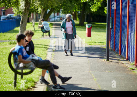 Nella foto Whalley area dell'intervallo Manley Park Regno Unito Gran Bretagna British Regno Unito Europa isola Europea Inghilterra Isola inglese n. Foto Stock