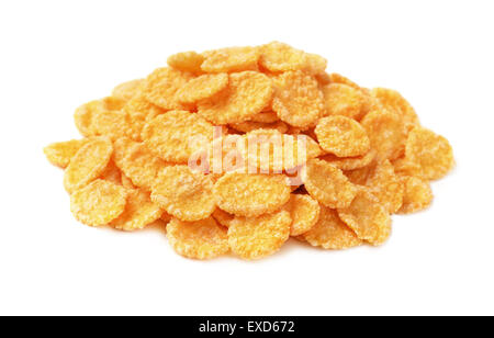 Cumulo di corn flakes isolato su bianco Foto Stock