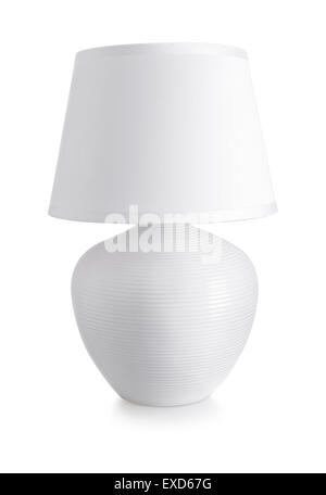 Ceramica Bianco Lampada da tavolo isolato su bianco Foto Stock