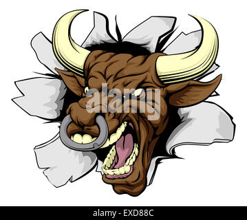 Significa bull breakout il disegno di una resistente arrabbiato bull carattere Foto Stock