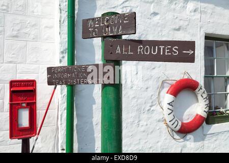 Indicazioni sull'Isola di Ulva, Ebridi Interne di Scozia Foto Stock