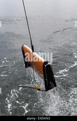 Un EIVA Scanfish III ROTV piattaforma con un C-Max lato Sonar di scansione utilizzata per un sondaggio offshore nel Mare del Nord Foto Stock