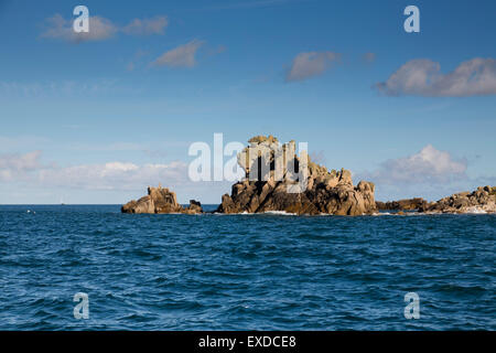 St Agnes Queen Victoria Rock - Formazione detto per rappresentare il profilo della testa della regina Isole Scilly; Regno Unito Foto Stock