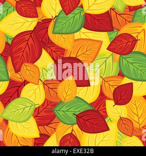 Seamless pattern colorati con foglie di autunno. Illustrazione Vettoriale. Illustrazione Vettoriale