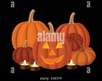 Zucche di Halloween. Illustrazione Vettoriale. Illustrazione Vettoriale