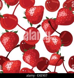 Seamless sfondo con bacche rosse. Illustrazione Vettoriale. Illustrazione Vettoriale