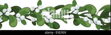 Senza giunture orizzontali lo sfondo con il vischio Natale. Illustrazione Vettoriale. Illustrazione Vettoriale