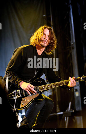 Kitchener, Ontario, Canada. 11 Luglio, 2015. American rock band Soundgarden eseguita presso la grande Music Fest di Kithener, Ontario, i membri della band: Chris Cornell, Kim Thayil, BEN PASTORE, MATT CAMERON © Igor Vidyashev/ZUMA filo/Alamy Live News Foto Stock