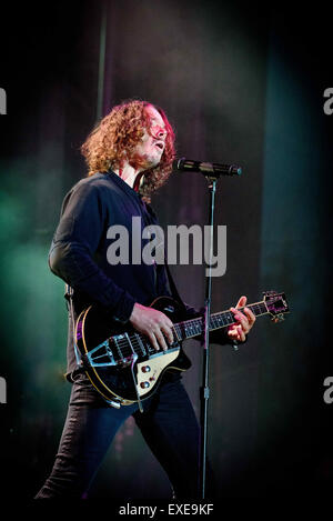 Kitchener, Ontario, Canada. 11 Luglio, 2015. American rock band Soundgarden eseguita presso la grande Music Fest di Kithener, Ontario, i membri della band: Chris Cornell, Kim Thayil, BEN PASTORE, MATT CAMERON © Igor Vidyashev/ZUMA filo/Alamy Live News Foto Stock