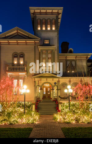 Il Fairbanks House Bed and Breakfast decorate con luci di Natale, Amelia Island, Florida Foto Stock