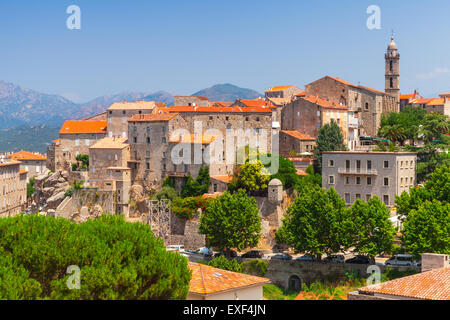 Città vecchia paesaggio, Sartène, Sud Corsica, Francia Foto Stock