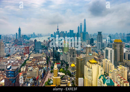 Shanghai, Cina skyline di antenna. Foto Stock