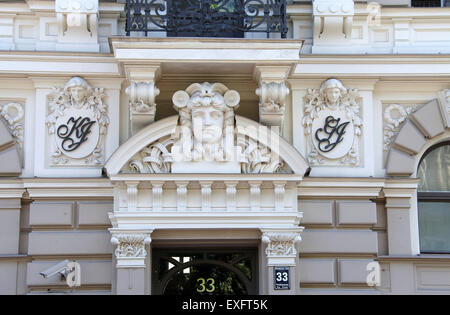 Architettura Art Nouveau a 33 Elizabetes Street in Riga Foto Stock