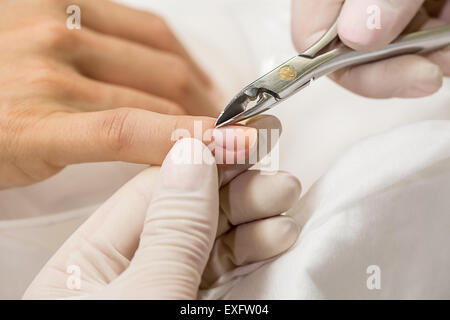 Processo di manicure in un salone di bellezza Foto Stock