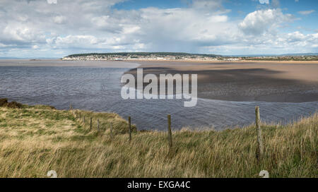 Weston-Super-Mare paesaggio estivo panorama visto da Brean verso il basso Foto Stock