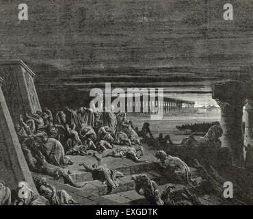 Peste delle tenebre. Libro dell Esodo. Capitolo 10, versetti 20 e 23. Incisione di Gustave Dore (1832-1883). Foto Stock