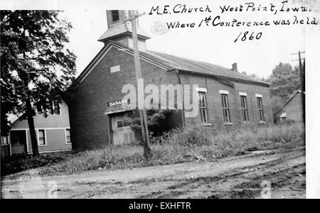 Questa fotografia o mappa storica segna il luogo dell'incontro della Chiesa mennonita della Conferenza generale del 1860, un evento importante nella storia della chiesa. Foto Stock