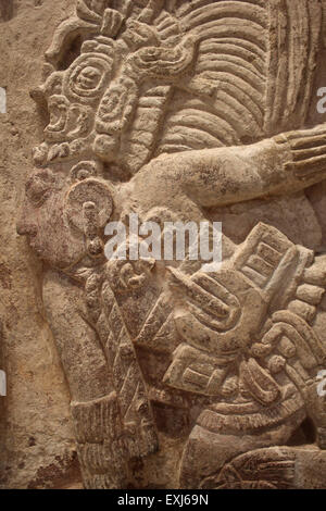 Dettaglio del sovrano K'inch Ich'aak Chapat da Tonina, Chiapas, Messico tardo periodo Classico (ANNUNCIO 600-900) Foto Stock