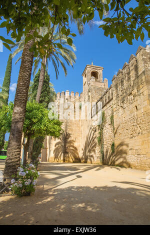 Cordoba - le pareti del palazzo Alcazar de los Reyes Cristianos. Foto Stock