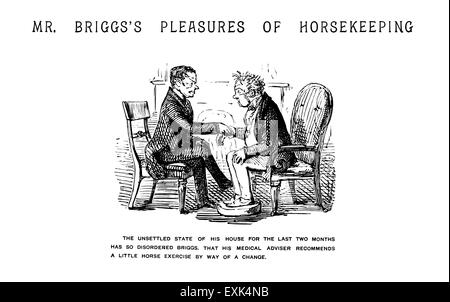 Divertenti illustrazioni Vittoriano dal 1849 da John Leech (1817- 1864) "Signor Briggs's piaceri di Horsekeeping n. 1" Foto Stock