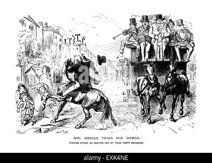 Divertente illustrazione Vittoriano dal 1849 da John Leech (1817- 1864) "Signor Briggs's piaceri di Horsekeeping n. 3 Foto Stock