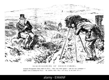 Divertenti illustrazioni Vittoriano dal 1875 da Charles Keene, (1823- 1891) "reminiscenze di Hedge-Firing" Foto Stock