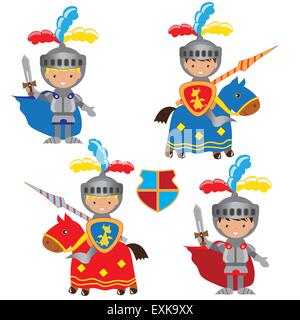 Cavaliere medievale,,vettore,cartoon,l'illustrazione Illustrazione Vettoriale