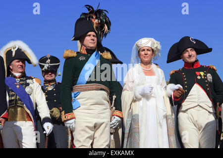 Lo Zar russo Alessandro I (1777-1825) e l'imperatore francese Napoleone Bonaparte (1769-1821) a Rueil-Malmaison (Parigi), Francia Foto Stock