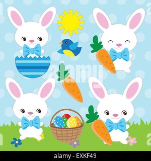 Coniglietto di pasqua,bunny,coniglio,bianco,carino,divertente,vettore,cartoon,immagine,animale Illustrazione Vettoriale