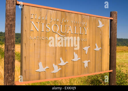 Ingresso segno, Nisqually National Wildlife Refuge, Washington Foto Stock