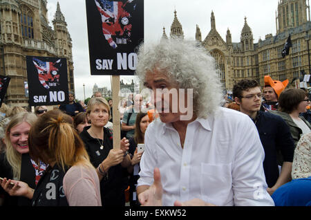 Il 14 luglio 2015. Brian può in un rally per protestare contro le modifiche proposte alla legge di caccia, Foto Stock