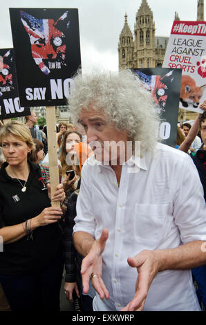 Il 14 luglio 2015. Brian può in un rally per protestare contro le modifiche proposte alla legge di caccia, Foto Stock