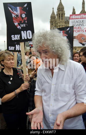 Il 14 luglio 2015. Brian può in un rally per protestare contro le modifiche proposte alla legge di caccia, Foto Stock