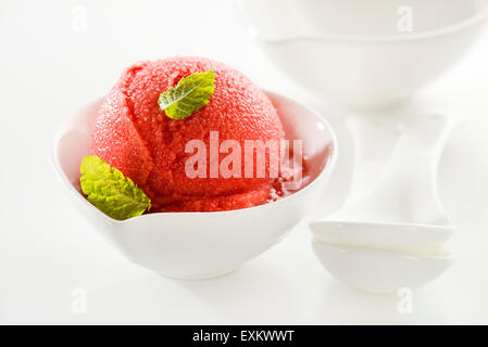 Frutta fresca sorbetti nella ciotola bianco close up shoot Foto Stock