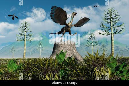 Gregge di Archaeopteryx Foto Stock