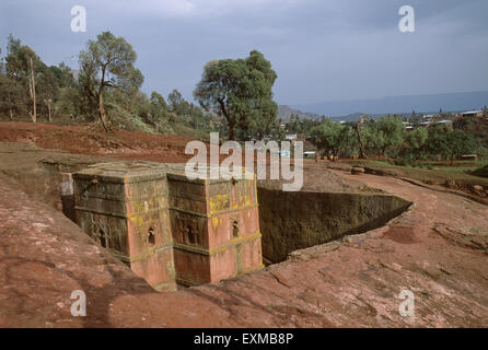 Bet Giorgis (casa di St George) Chiesa, Lalibela, Etiopia Foto Stock