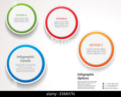 Una infografica con cerchi colorati su sfondo bianco Foto Stock