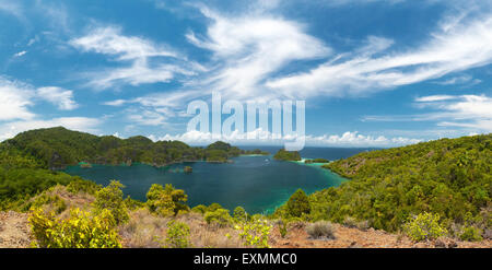 Crociera in Indonesia, vista in elevazione del Wayag Raja Ampat isole Foto Stock