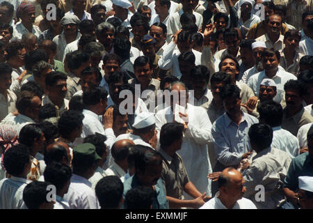 Sharad Pawar, Partito Nazionale del Congresso, NC, leader, politico indiano con sostenitori, Bombay, Mumbai, Maharashtra, India, Asia Foto Stock