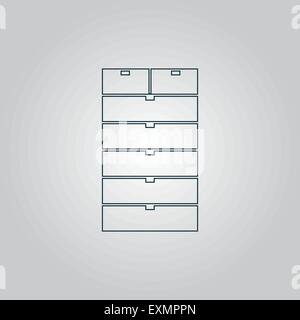 Icona del cassetto, il segno e il pulsante Illustrazione Vettoriale