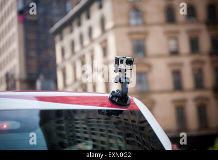 Una GoPro Camera montata alla parte posteriore di un veicolo in New York domenica, luglio 12, 2015. (© Richard B. Levine) Foto Stock