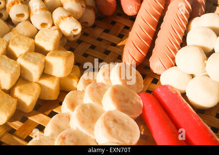 Palla di carne nel cestello di bambù. Foto Stock