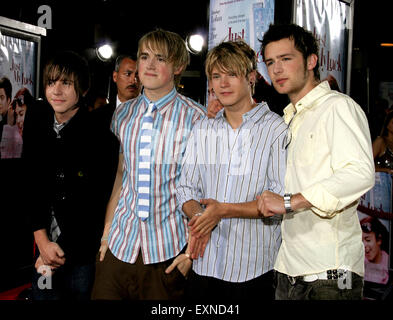 McFly assiste il Los Angeles Premiere di 'appena la mia fortuna" tenutasi presso il Teatro Nazionale di Westwood, California, il 9 maggio 2006. Foto Stock